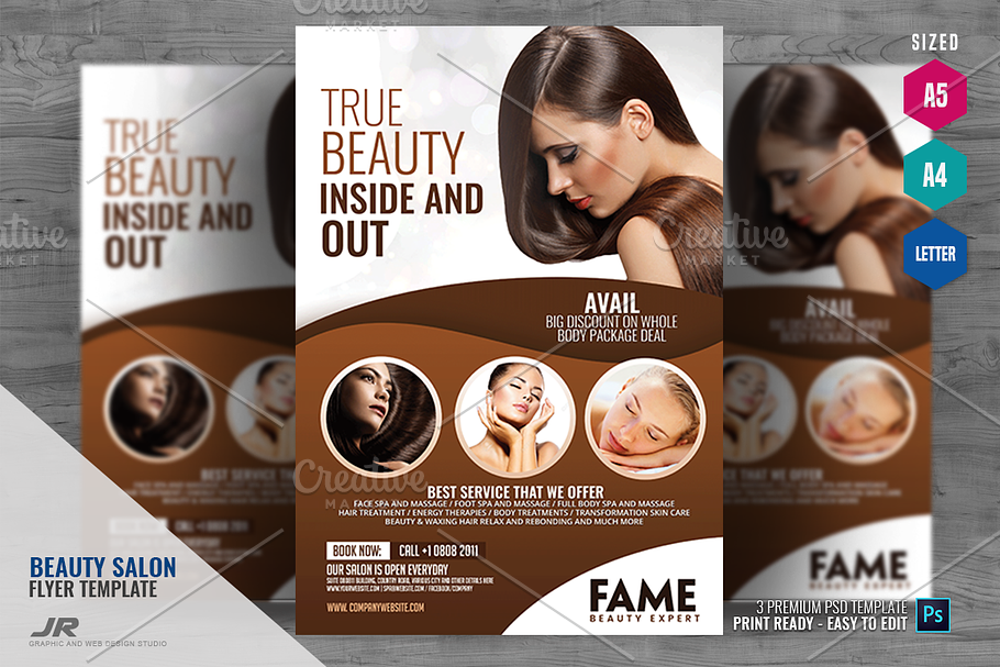 Hair and Beauty Salon Center Flyer in Flyer Templates - product preview 8