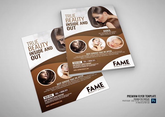 Hair and Beauty Salon Center Flyer in Flyer Templates - product preview 2