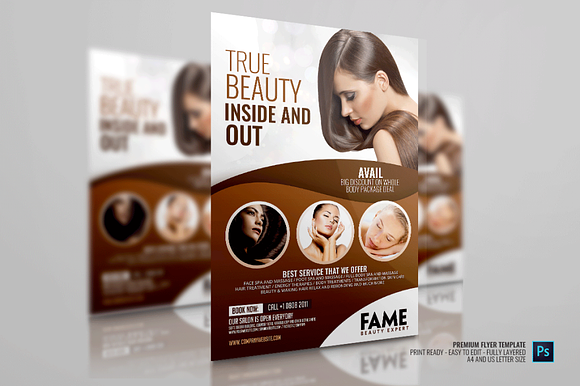 Hair and Beauty Salon Center Flyer in Flyer Templates - product preview 3