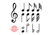 Set of classic black music notes