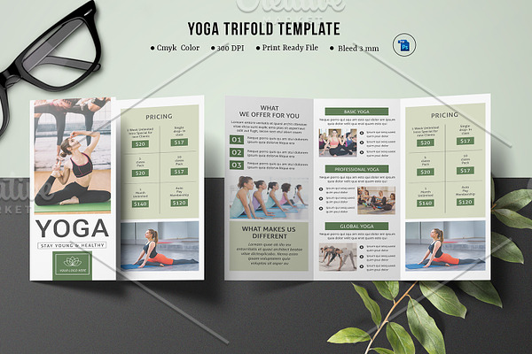 Yoga Trifold Brochure Template V933