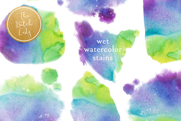 Wet Waterpaint Stain Clipart Set