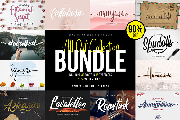 ALL OUT COLLECTION BUNDLE 90% OFF in Display Fonts - product preview 2