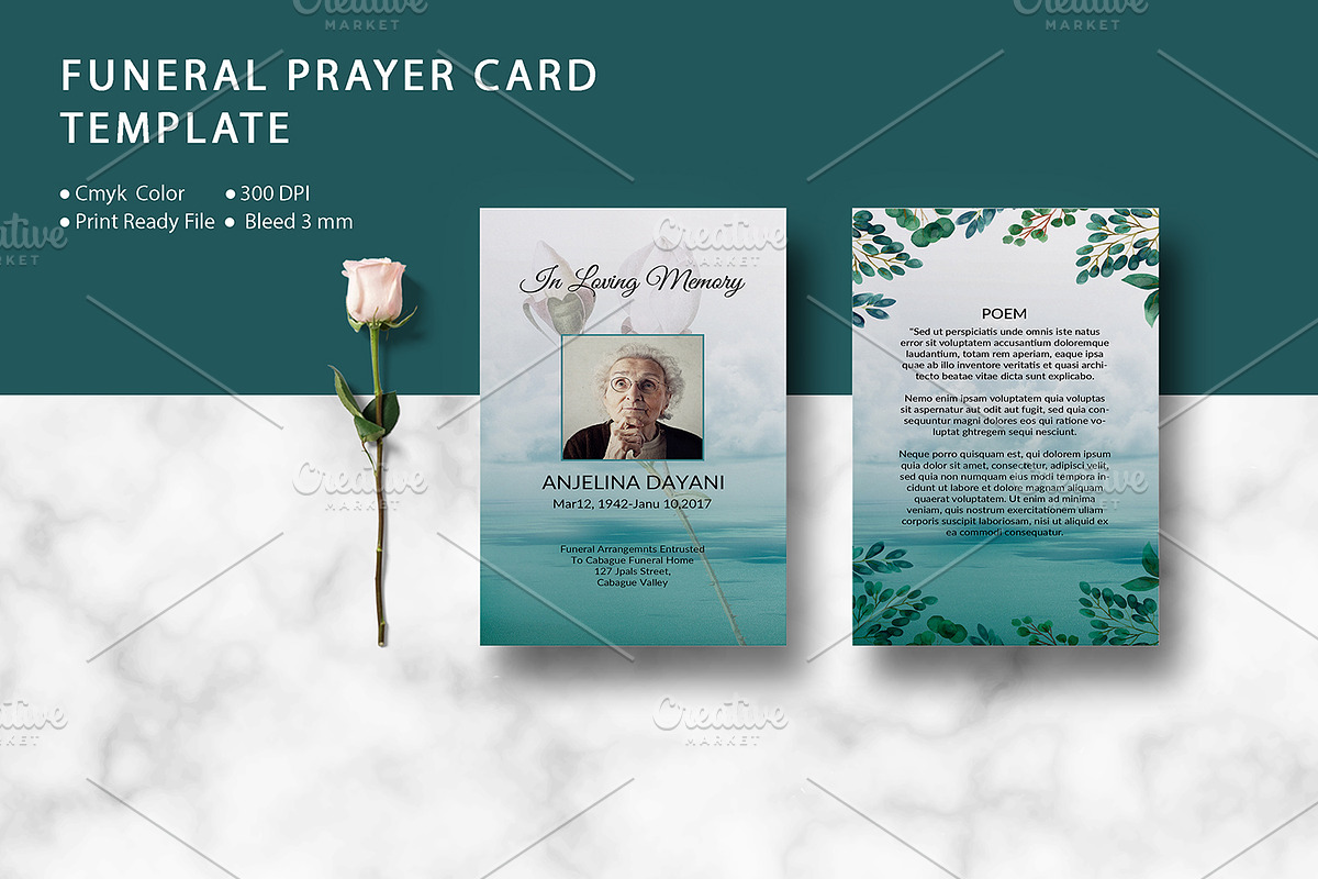 Funeral Prayer Card V12 in Card Templates - product preview 8