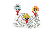 People on map gps location icon