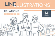 Relations Line Illustrations Bundle