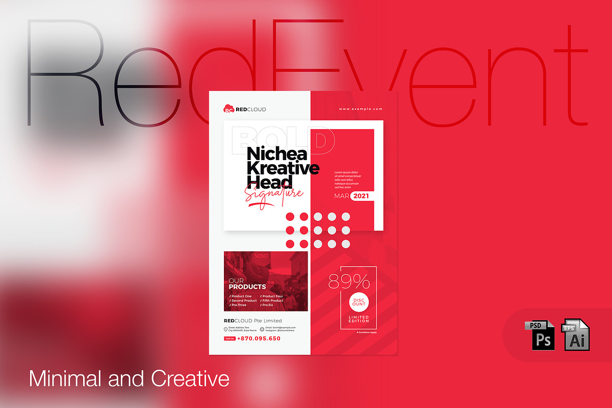 Minimal Red Event Poster in Flyer Templates - product preview 8
