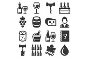 Wine Icons Set on White Background