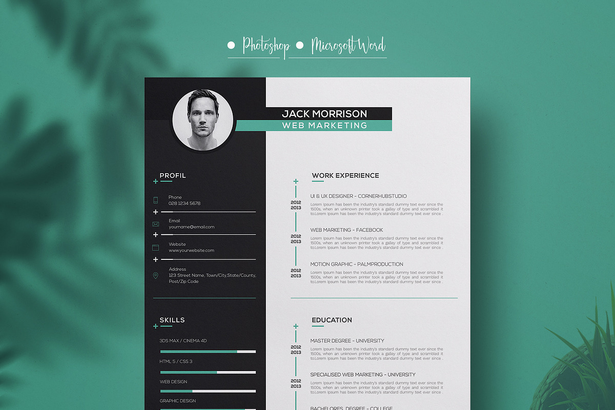 One Page Resume Template in Resume Templates - product preview 8