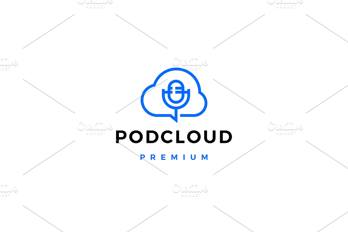 server cloud podcast logo vector in Logo Templates - product preview 8