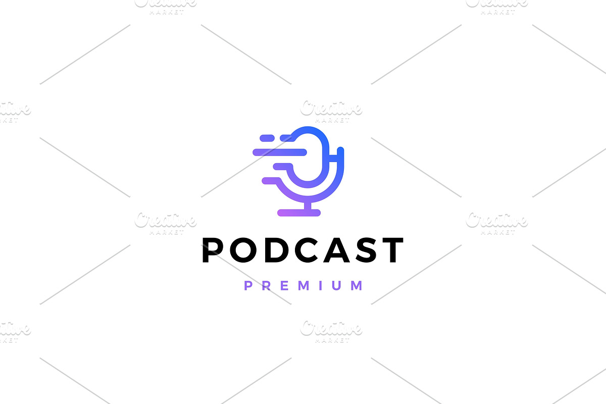 podcast mic dash logo vector icon in Logo Templates - product preview 8