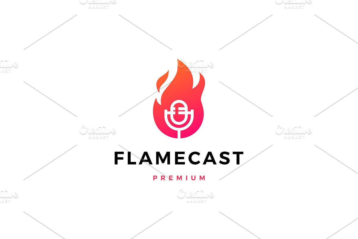 flame fire podcast mic logo vector in Logo Templates - product preview 8