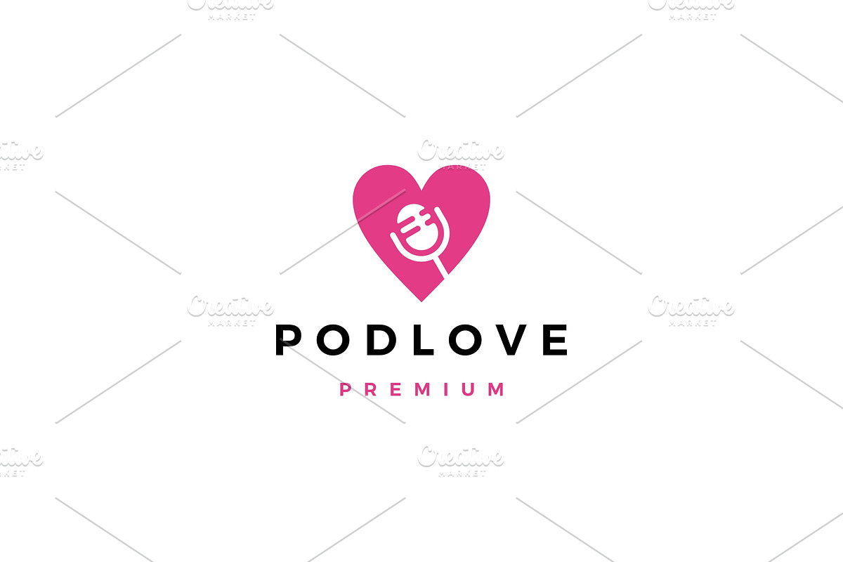 mic love podcast logo vector icon in Logo Templates - product preview 8