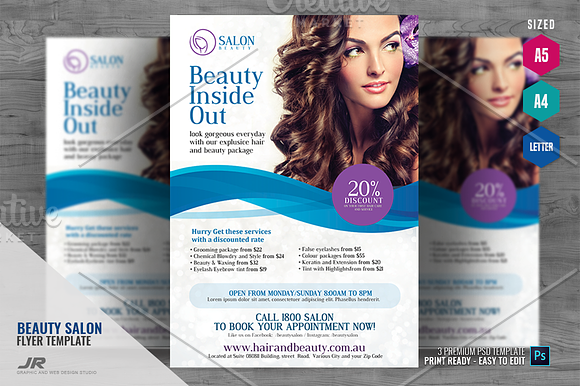 Beauty Salon and Hair Flyer in Flyer Templates - product preview 3