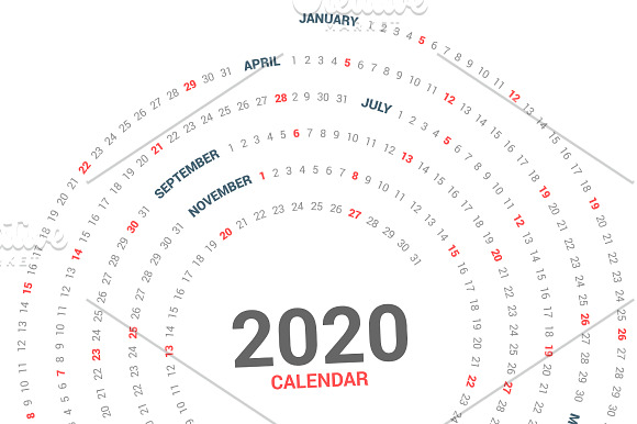Calendar 2020 spiral vector design in Stationery Templates - product preview 1