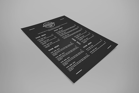 Black Restaurant Menu in Flyer Templates - product preview 1