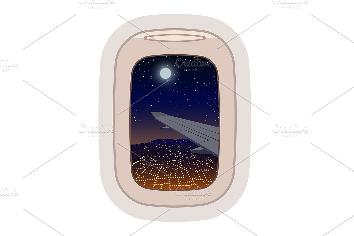 Aairplane window vector traveling by in Illustrations - product preview 8