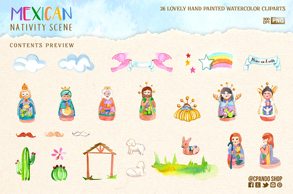 Mexican Nativity Scene clipart in Illustrations - product preview 1
