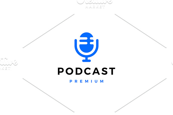 mic podcast logo vector icon