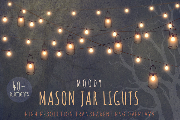 Mason jar string light clipart
