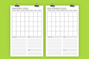 Vertical 11 x 17 Inch 2020 Calendar
