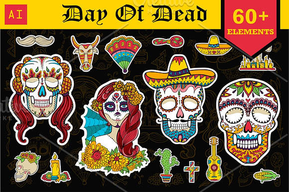 Day of Dead. 60+ vector elements. in Illustrations - product preview 3