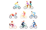 Bicycle vector bikers people