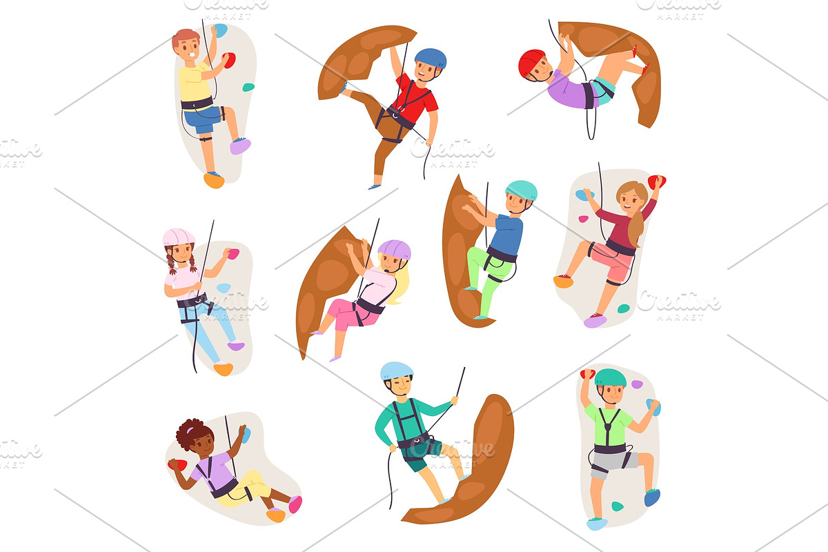 Kids climbing vector climber in Illustrations - product preview 8