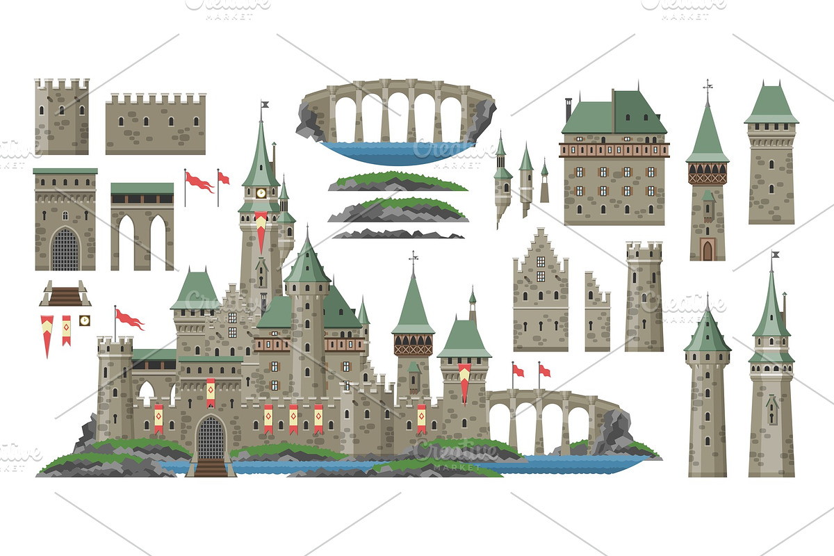 Cartoon castle vector fairytale in Illustrations - product preview 8