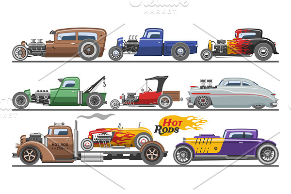 Hot rods car vector vintage classic
