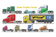 Semi trailer truck vector vehicle