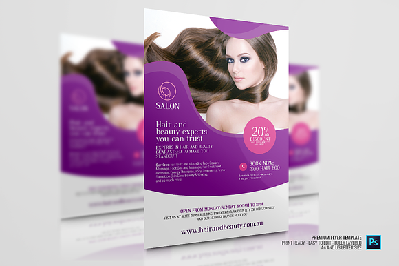 Hair and Beauty Salon Flyer in Flyer Templates - product preview 3