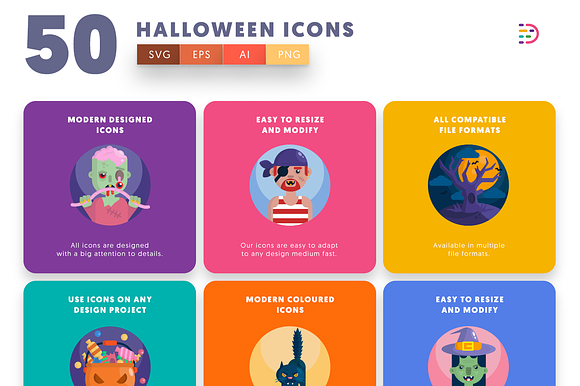 50 Halloween Icons in Halloween Emoticons - product preview 1