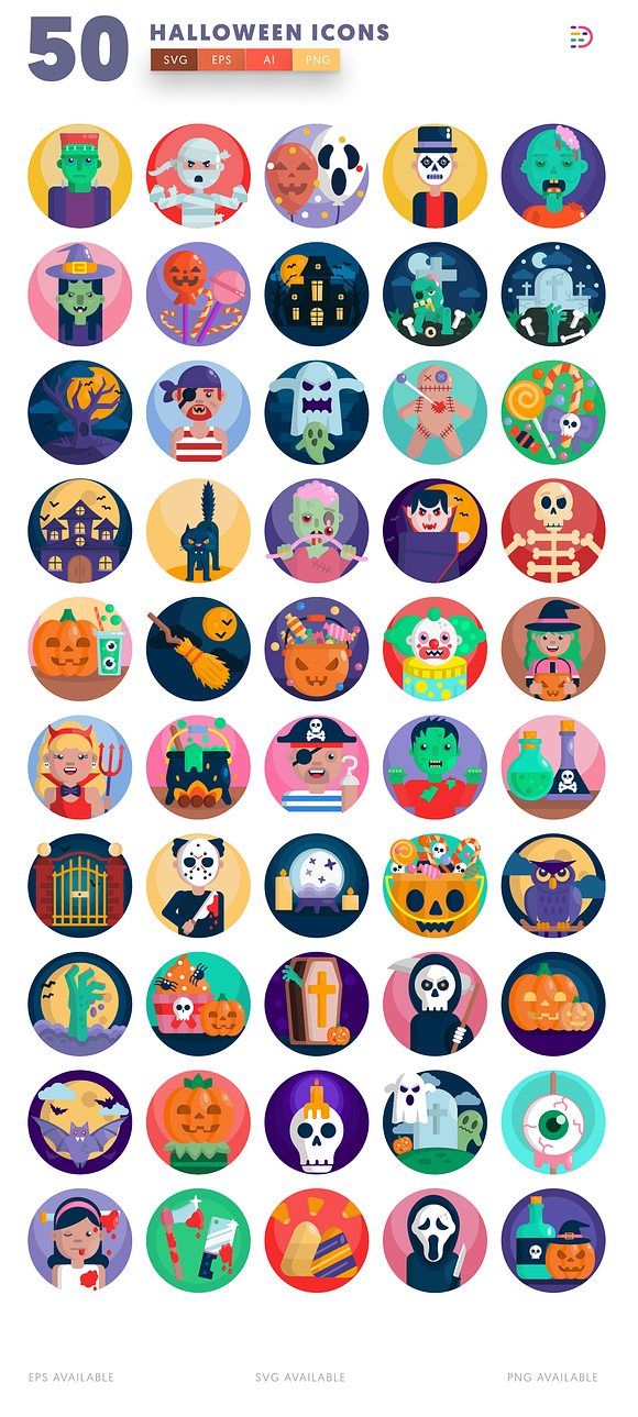 50 Halloween Icons in Halloween Emoticons - product preview 3