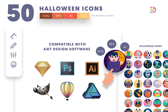 50 Halloween Icons in Halloween Emoticons - product preview 8