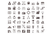 Black and white business glyph icons