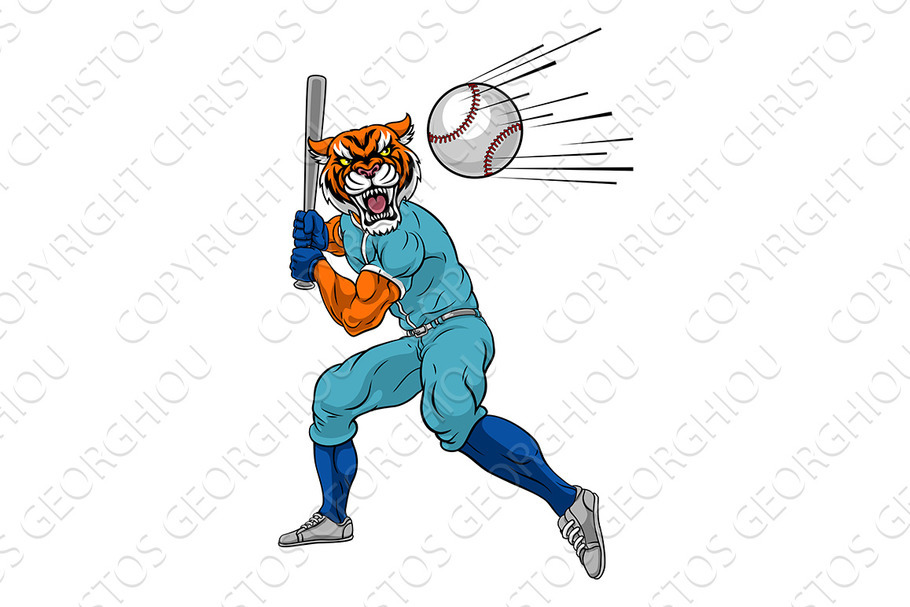 Tiger Baseball Player Mascot