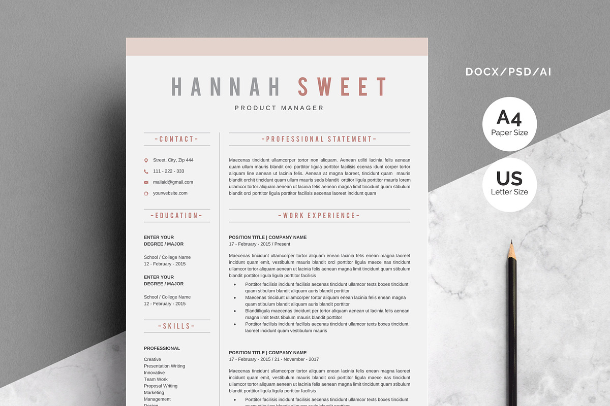 Word Resume Template in Resume Templates - product preview 8