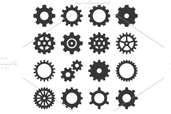 Gear Icons Set on White Background