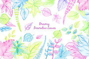 Watercolor Clipart Dreamy Leaves