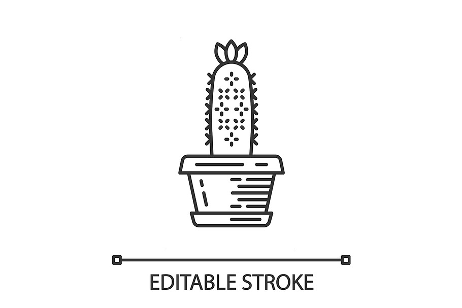 Hedgehog cactus in pot linear icon