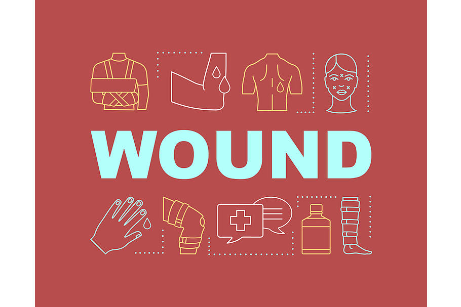 Wound word concepts banner in Icons - product preview 8