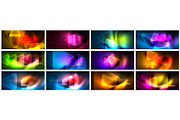 Set of shiny abstract glowing neon
