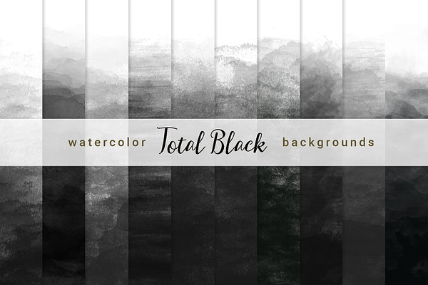 Black Ombre Watercolor Backgrounds