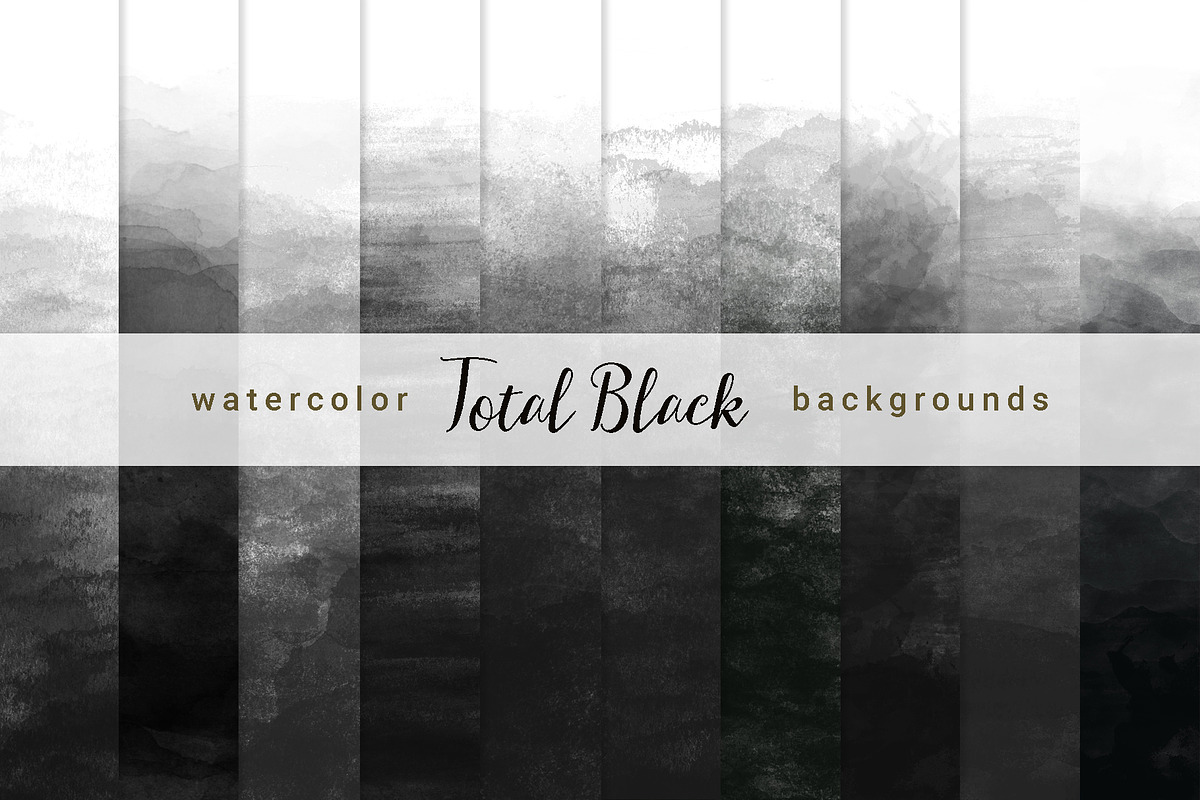 Black Ombre Watercolor Backgrounds in Textures - product preview 8