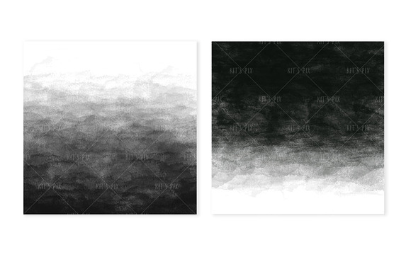 Black Ombre Watercolor Backgrounds in Textures - product preview 1
