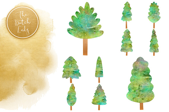 Christmas Tree Collection Clipart in Illustrations - product preview 3