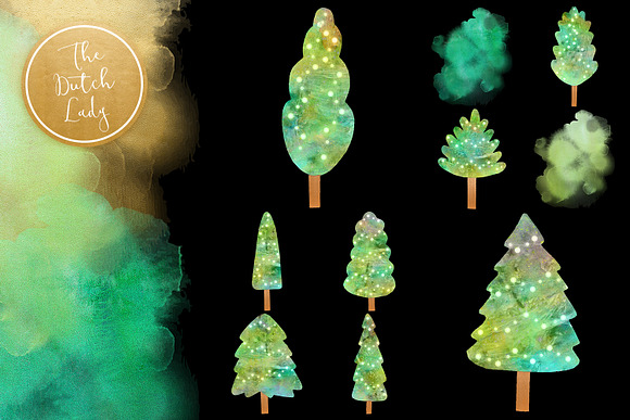 Christmas Tree Collection Clipart in Illustrations - product preview 4