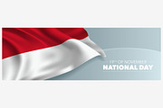 Monaco national day vector banner