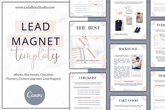 Branding Bundle Rose Gold Canva in Logo Templates - product preview 1